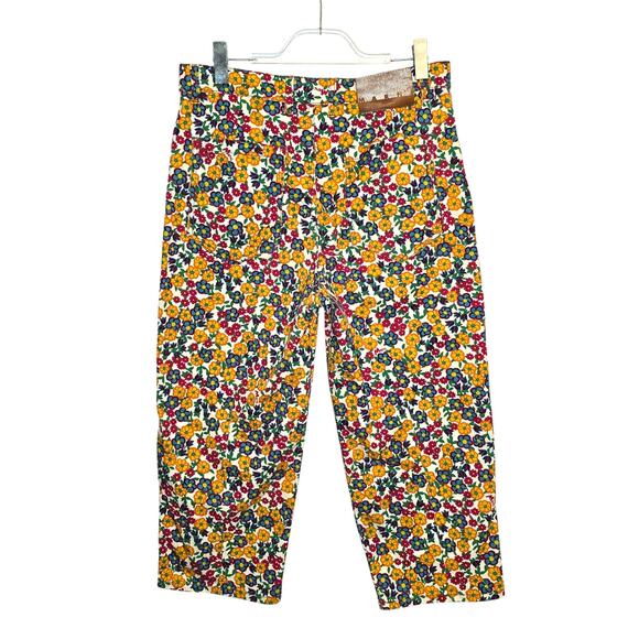 Marni Pop Garden Floral Print Wide Leg Crop Jeans White Multicolor Size 42 US 6 - Picture 3 of 12